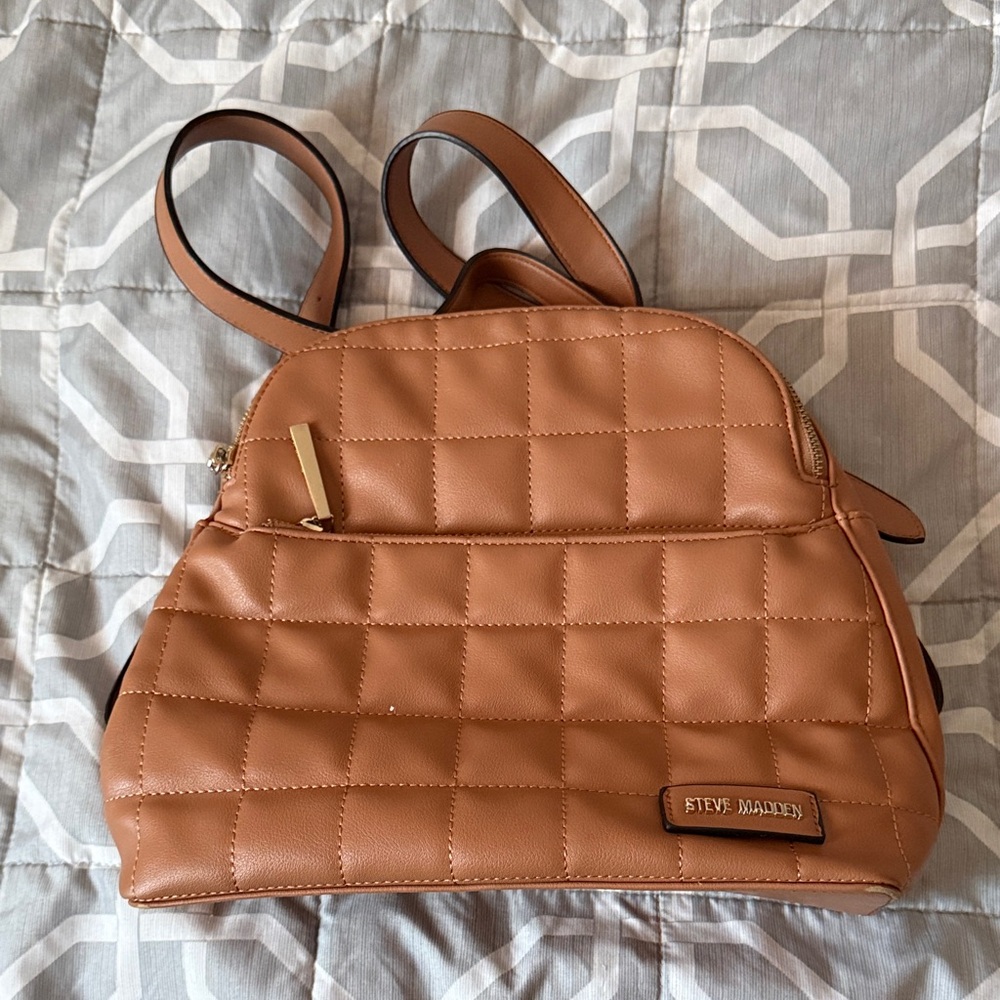 Steve Madden Brown Quilted Backpack
